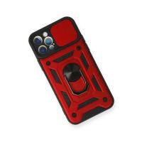 Newface iPhone 12 Pro Kılıf Pars Lens Yüzüklü Silikon - Kırmızı