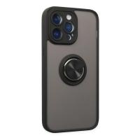 Newface iPhone 14 Pro Kılıf Montreal Yüzüklü Silikon Kapak - Siyah