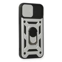 Newface iPhone 12 Pro Kılıf Pars Lens Yüzüklü Silikon - Gümüş