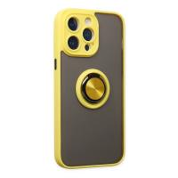 Newface iPhone 14 Pro Kılıf Montreal Yüzüklü Silikon Kapak - Sarı