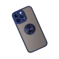 Newface iPhone 14 Pro Kılıf Montreal Yüzüklü Silikon Kapak - Lacivert
