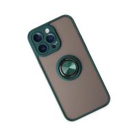 Newface iPhone 14 Pro Max Kılıf Montreal Yüzüklü Silikon Kapak - Yeşil