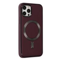 Newface iPhone 12 Pro Max Kılıf Coco Deri Magneticsafe Silikon - Bordo