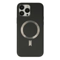 Newface iPhone 13 Pro Max Kılıf Coco Deri Magneticsafe Silikon - Siyah