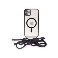 Newface iPhone 11 Kılıf Divo Lazer Askılı Magsafe Kapak - Derin Mor