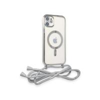 Newface iPhone 11 Kılıf Divo Lazer Askılı Magsafe Kapak - Gümüş