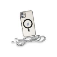 Newface iPhone 11 Kılıf Divo Lazer Askılı Magsafe Kapak - Gümüş