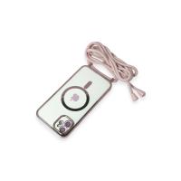 Newface iPhone 11 Kılıf Divo Lazer Askılı Magsafe Kapak - Pembe