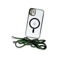 Newface iPhone 11 Kılıf Divo Lazer Askılı Magsafe Kapak - Koyu Yeşil