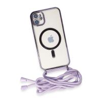 Newface iPhone 11 Kılıf Divo Lazer Askılı Magsafe Kapak - Lila