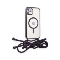 Newface iPhone 12 Kılıf Divo Lazer Askılı Magsafe Kapak - Derin Mor