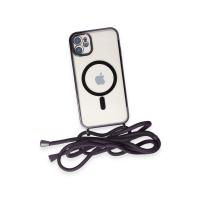 Newface iPhone 12 Kılıf Divo Lazer Askılı Magsafe Kapak - Derin Mor