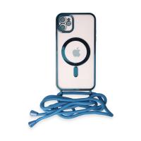 Newface iPhone 12 Kılıf Divo Lazer Askılı Magsafe Kapak - Sierra Blue