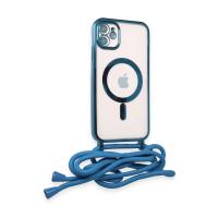 Newface iPhone 12 Kılıf Divo Lazer Askılı Magsafe Kapak - Sierra Blue