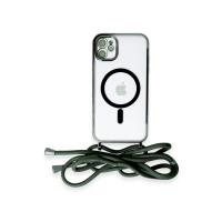 Newface iPhone 12 Kılıf Divo Lazer Askılı Magsafe Kapak - Koyu Yeşil