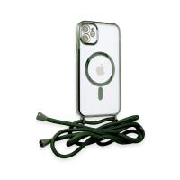 Newface iPhone 12 Kılıf Divo Lazer Askılı Magsafe Kapak - Koyu Yeşil