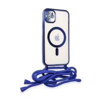 Newface iPhone 12 Kılıf Divo Lazer Askılı Magsafe Kapak - Mavi