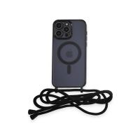 Newface iPhone 12 Pro Kılıf Divo Lazer Askılı Magsafe Kapak - Siyah