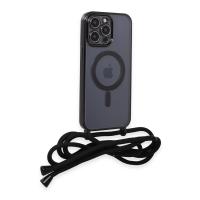 Newface iPhone 12 Pro Kılıf Divo Lazer Askılı Magsafe Kapak - Siyah