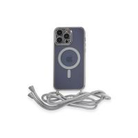 Newface iPhone 12 Pro Kılıf Divo Lazer Askılı Magsafe Kapak - Gümüş