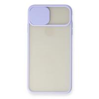 Newface iPhone X Kılıf Palm Buzlu Kamera Sürgülü Silikon - Lila