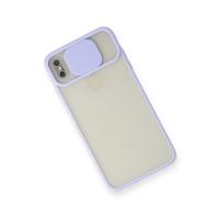 Newface iPhone X Kılıf Palm Buzlu Kamera Sürgülü Silikon - Lila