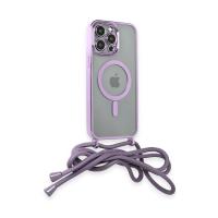 Newface iPhone 12 Pro Kılıf Divo Lazer Askılı Magsafe Kapak - Lila