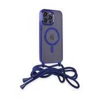 Newface iPhone 12 Pro Kılıf Divo Lazer Askılı Magsafe Kapak - Mavi