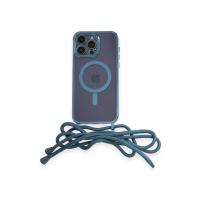 Newface iPhone 12 Pro Max Kılıf Divo Lazer Askılı Magsafe Kapak - Sierra Blue