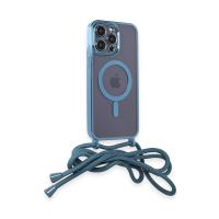 Newface iPhone 12 Pro Max Kılıf Divo Lazer Askılı Magsafe Kapak - Sierra Blue