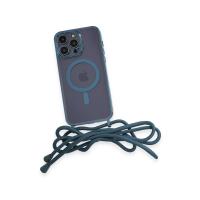 Newface iPhone 12 Pro Max Kılıf Divo Lazer Askılı Magsafe Kapak - Sierra Blue