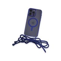 Newface iPhone 12 Pro Max Kılıf Divo Lazer Askılı Magsafe Kapak - Mavi