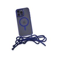 Newface iPhone 12 Pro Max Kılıf Divo Lazer Askılı Magsafe Kapak - Mavi