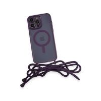 Newface iPhone 13 Pro Kılıf Divo Lazer Askılı Magsafe Kapak - Derin Mor
