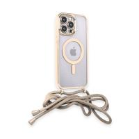 Newface iPhone 13 Pro Kılıf Divo Lazer Askılı Magsafe Kapak - Gold