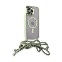 Newface iPhone 13 Pro Kılıf Divo Lazer Askılı Magsafe Kapak - Koyu Yeşil