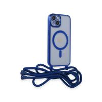 Newface iPhone 14 Kılıf Divo Lazer Askılı Magsafe Kapak - Mavi