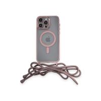 Newface iPhone 14 Pro Kılıf Divo Lazer Askılı Magsafe Kapak - Pembe