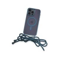 Newface iPhone 14 Pro Max Kılıf Divo Lazer Askılı Magsafe Kapak - Sierra Blue