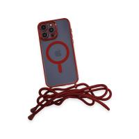 Newface iPhone 14 Pro Max Kılıf Divo Lazer Askılı Magsafe Kapak - Kırmızı