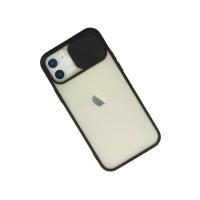 Newface iPhone 12 Kılıf Palm Buzlu Kamera Sürgülü Silikon - Siyah