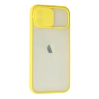 Newface iPhone 12 Kılıf Palm Buzlu Kamera Sürgülü Silikon - Sarı