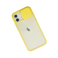 Newface iPhone 12 Kılıf Palm Buzlu Kamera Sürgülü Silikon - Sarı