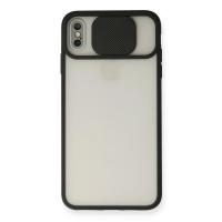 Newface iPhone XS Max Kılıf Palm Buzlu Kamera Sürgülü Silikon - Siyah