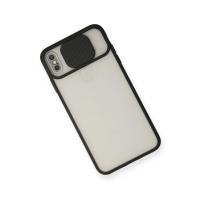 Newface iPhone XS Max Kılıf Palm Buzlu Kamera Sürgülü Silikon - Siyah