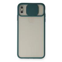 Newface iPhone XS Max Kılıf Palm Buzlu Kamera Sürgülü Silikon - Yeşil