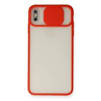 Newface iPhone XS Max Kılıf Palm Buzlu Kamera Sürgülü Silikon - Kırmızı