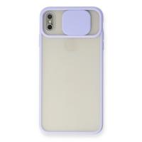 Newface iPhone XS Max Kılıf Palm Buzlu Kamera Sürgülü Silikon - Lila