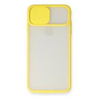 Newface iPhone XS Max Kılıf Palm Buzlu Kamera Sürgülü Silikon - Sarı