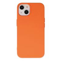 Newface iPhone 14 Plus Kılıf Nano içi Kadife Silikon - Turuncu